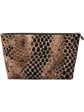 Stylish Snake Skin Print Waterproof Makeup Bag - Portable Cosmetic Organizer